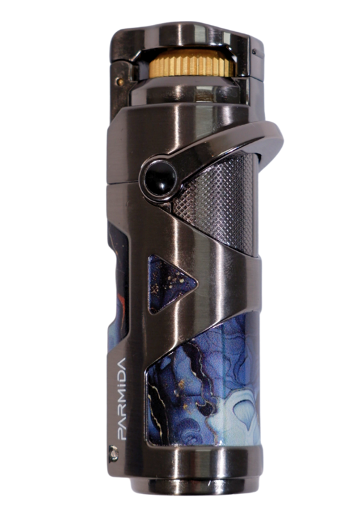 Tek Torch Pürmüz Gunmetal-Mavi Desenli Metal Puro Çakmağı - TR9221
