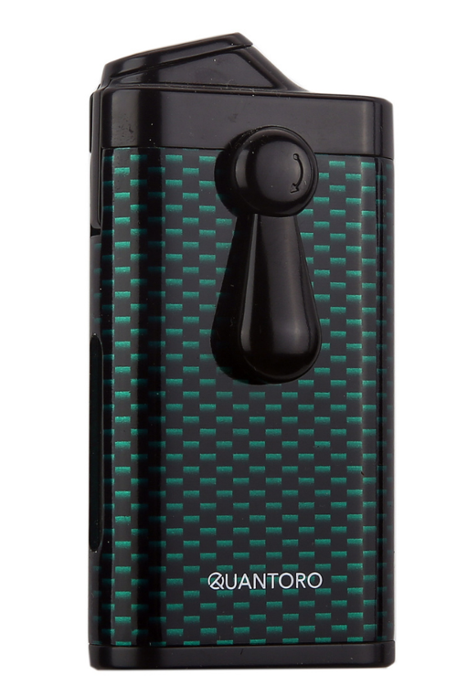 Çift Torch Pürmüz Delicili Yeşil Karbon Desenli Metal Puro Çakmağı - TRZ1149