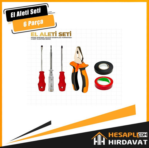 El Aleti Seti- Pense-KontrolKalemi-Düz&Yıldız Tornavida-2 Adet Elektirikci Bandı