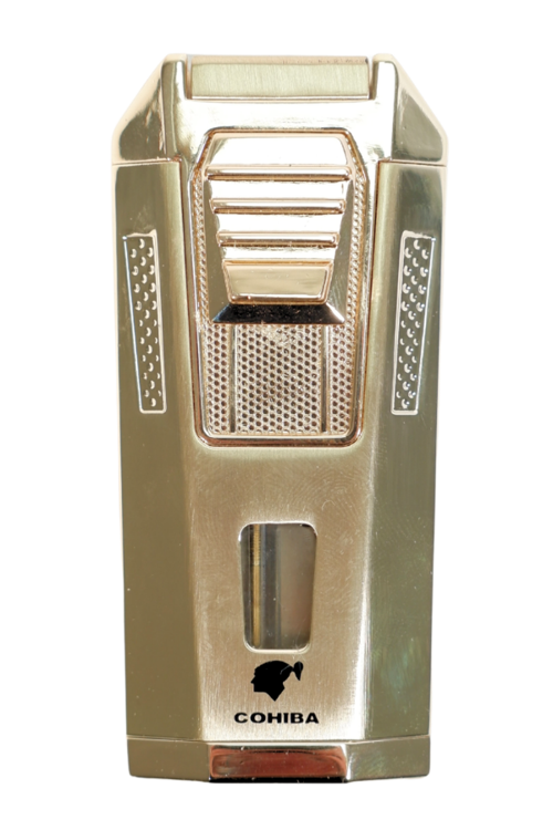 Çift Torch Pürmüz Delicili Gold Metal Puro Çakmağı - TR9488