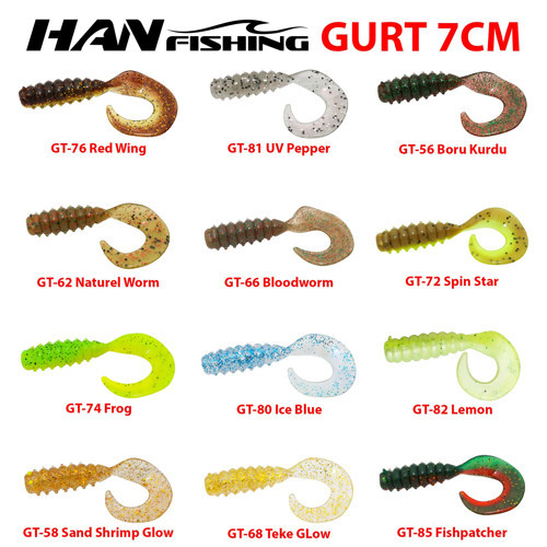 Gurt 7cm 8 Adet Orak Kuyruk Silikon Yem SBGT-634 UV Bloodworm