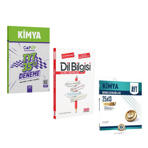 Çap TYT Kimya Deneme AKM Dil Bilgisi Soru Bankası ve Bilgi Sarmal AYT Kimya Deneme Seti 3 Kitap