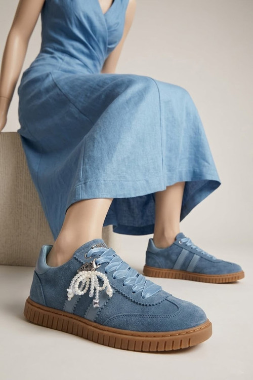 1187 Kadın Hakiki Deri Klasik Sneaker Lacivert