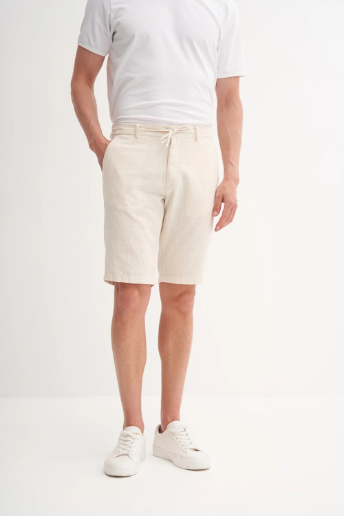 Slim Fit Dar Paça Keten Bermuda Şort 6108