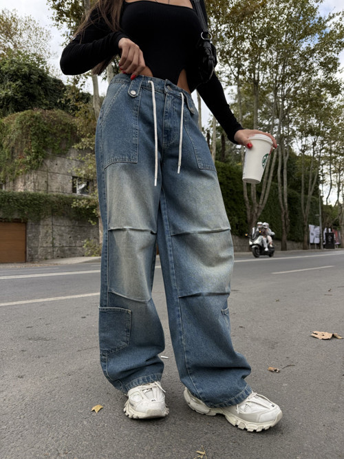 Vintage Yıkamalı Parçalı Kargo Jean – 90Lar Hip-Hop Estetiği Ve Oversize Moda