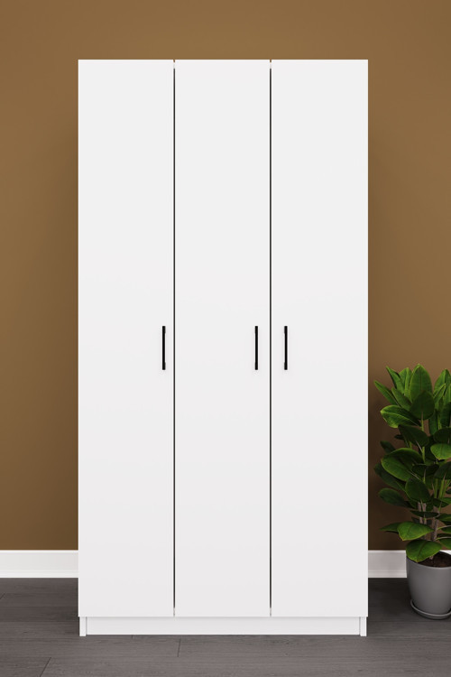 Lüks 3 Kapaklı Gardırop %100 MDF Askılı Çok Amaçlı Düzenleyici Elbise Dolabı G07