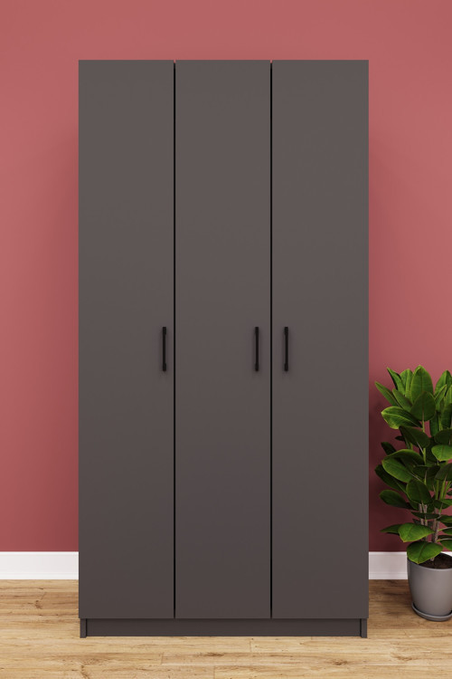 Lüks 3 Kapaklı Gardırop %100 MDF Askılı Çok Amaçlı Düzenleyici Elbise Dolabı G07