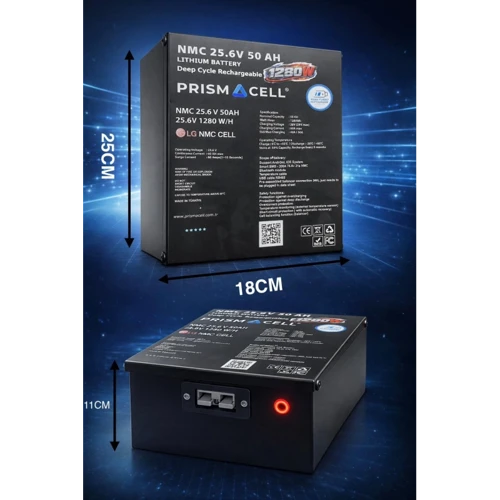 Prismacell Lityum tekerlekli sandalye aküsü engelli araba aküsü 25.6 volt 50 ah hızlı şarj