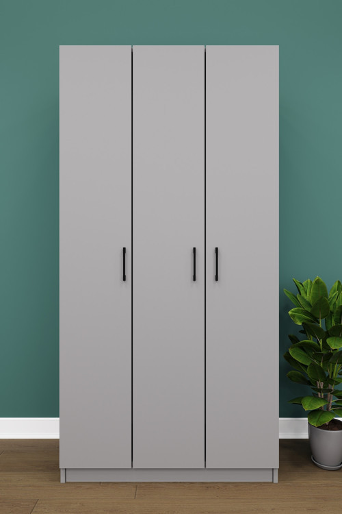 Lüks 3 Kapaklı Gardırop %100 MDF Askılı Çok Amaçlı Düzenleyici Elbise Dolabı G07
