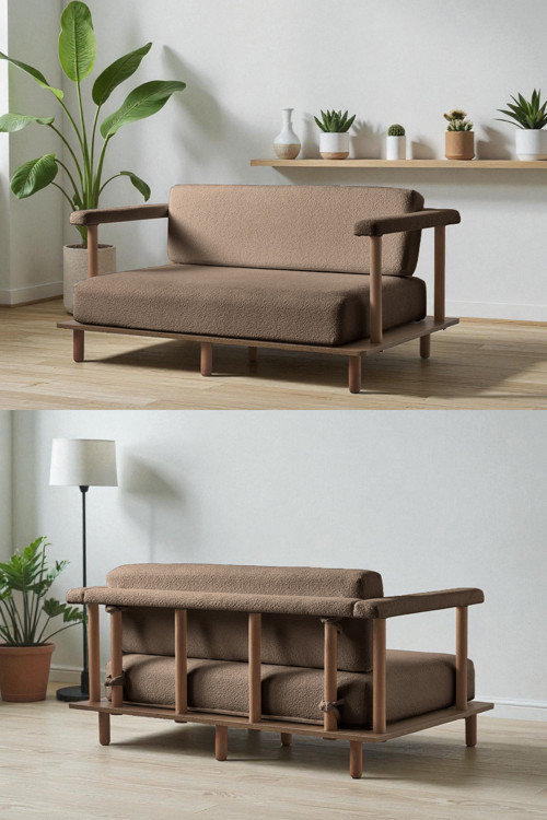 Pia İkili Koltuk Kahverengi
