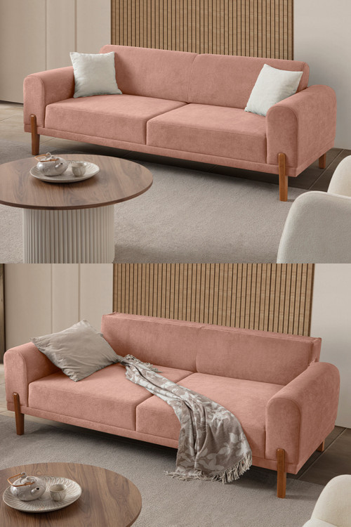 Mocha Plus Sırt Mekanizmalı Koltuk Takımı 3+1 Pembe