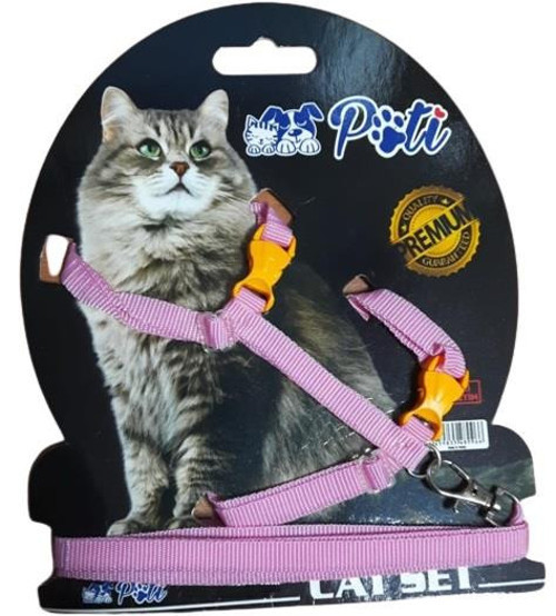 Yavru Köpek ve Kedi Gezdirme Takım Tasması (Ayarlanabilir) Düz Pembe