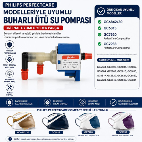 Philips GC6842/30, GC6815, GC7920, GC7933 PerfectCare Compact Plus ile Uyumlu Buharlı Ütü Su Pompası