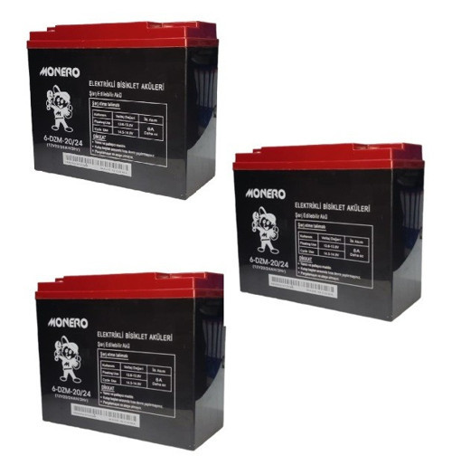 12V-20 AMPER DİK GÜNCEL TARİHLİ E-BIKE ELEKTRİKLİ BİSİKLET AKÜ 3'LÜ PAKET 24 amper İLE AYIN EBAT. EBATLAR: 180 x