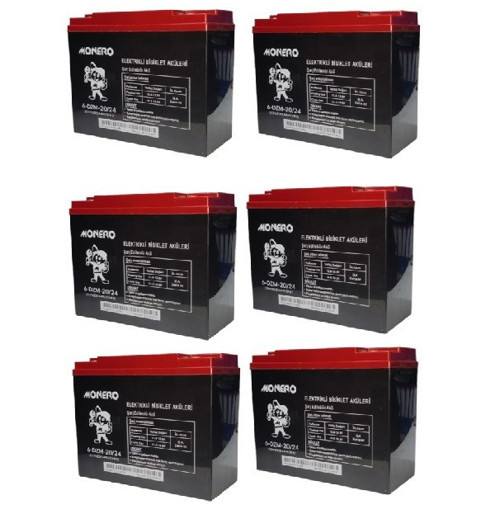 12V-20 AMPER DİK -YENİ TARİHLİ- E-BIKE ELEKTRİKLİ BİSİKLET- AKÜ 6'LÜ PAKET 24 amper ebatlarında EBATLAR: 180 x 78