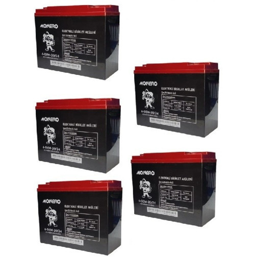 12V-20 AMPER DİK -YENİ TARİHLİ- E-BIKE ELEKTRİKLİ BİSİKLET AKÜ 5'LÜ PAKET 24 amper ebatlarında EBATLAR: 180 x 78
