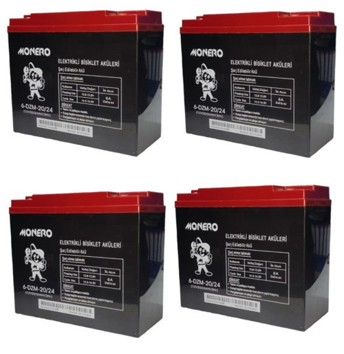 12V-20 AMPER DİK -YENİ TARİHLİ- E-BIKE AKÜ 4'LÜ PAKET 24 amper ebatlarında EBATLAR: 180 x 78 x 170mm