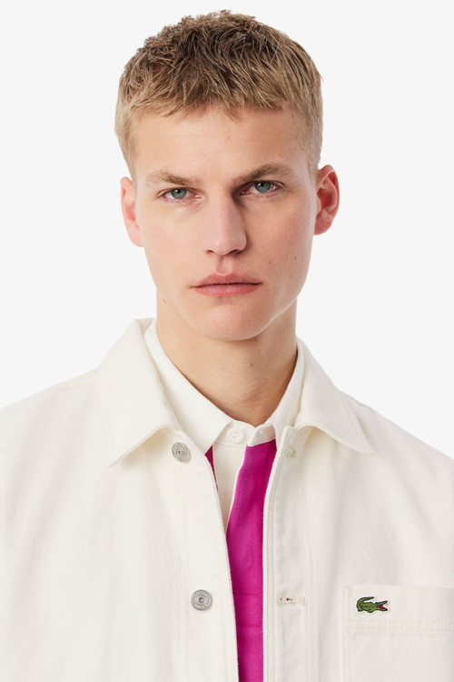 Men's Oversized Fit Cream Shirt Bol Kesim Erkek Denim Gömlek Krem