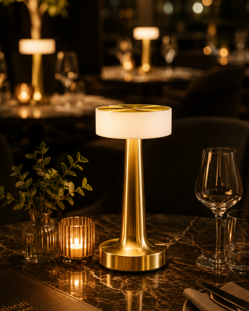 tekno Şarjlı Gold Mantar Masa Lambası Dimmer Ayarlı Kablosuz LED Lamba 2026