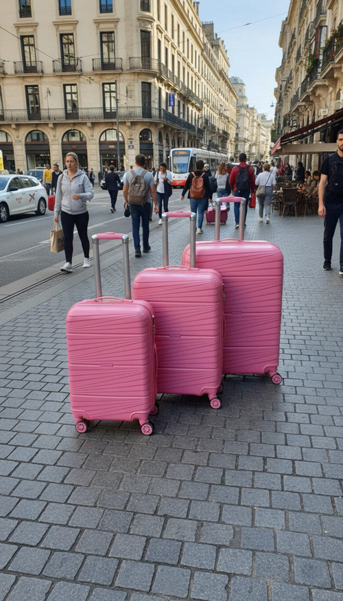 901 3'lü Valiz Bavul Seti Pembe - Darbelere Karşı Yüksek Koruma