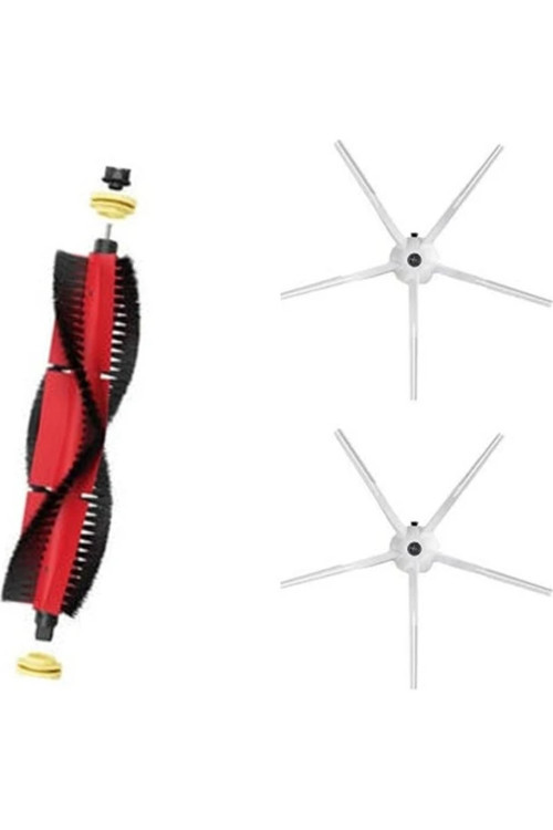 Roborock S5-S50-S51-S55-S6-S6 Pure-S5 Max Uyumlu Fırça Seti: 1 Adet Ana Fırça - 2 Adet Yan Fırça
