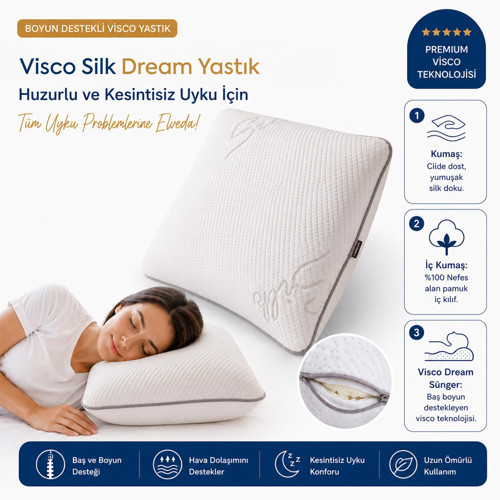 Silk Dream Boyun Destekli Ortopedik Visco Yastık 59x39 cm