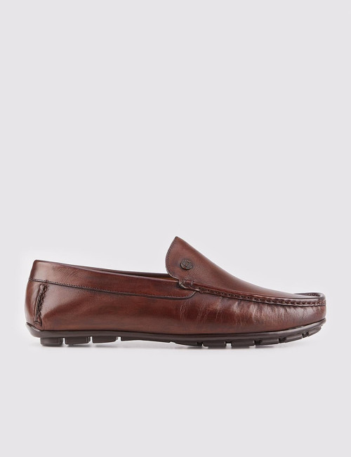 Santuna Hakiki Deri Kahverengi Erkek Loafer