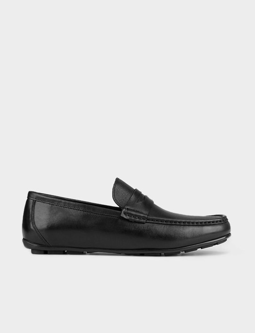 Miralen Hakiki Deri Siyah Erkek Loafer Ayakkabı