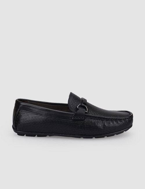 Parga %100 Hakiki Deri Siyah Tokalı Erkek Loafer