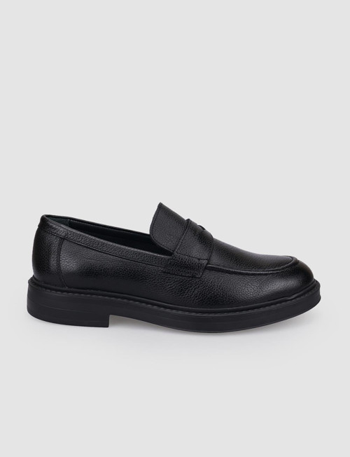 Villara %100 Hakiki Deri Siyah Kemer Detaylı Erkek Loafer