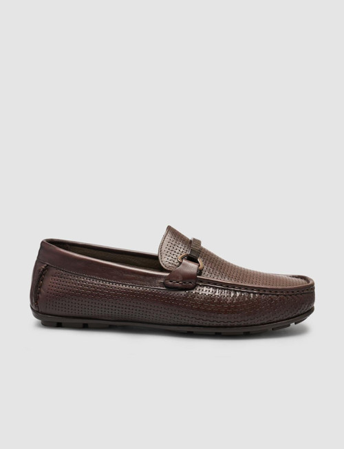 Moraza %100 Hakiki Deri Kahverengi Tokalı Erkek Loafer