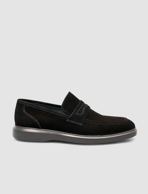 Nilario Süet Hakiki Deri Siyah Erkek Loafer