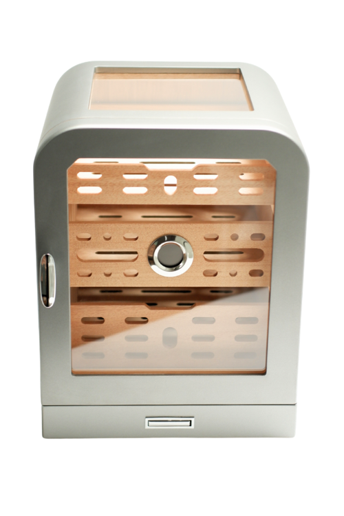 3 Çekmeceli Gunmetal Aksesuar Bölmeli Sedir Humidor Puro Kutusu - TR9644