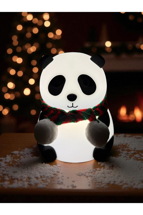 Renkli Şarj Edilebilir Panda Gece Lambası Silikon Lamba Kumaş Atkılı Çocuk Gece Lambası