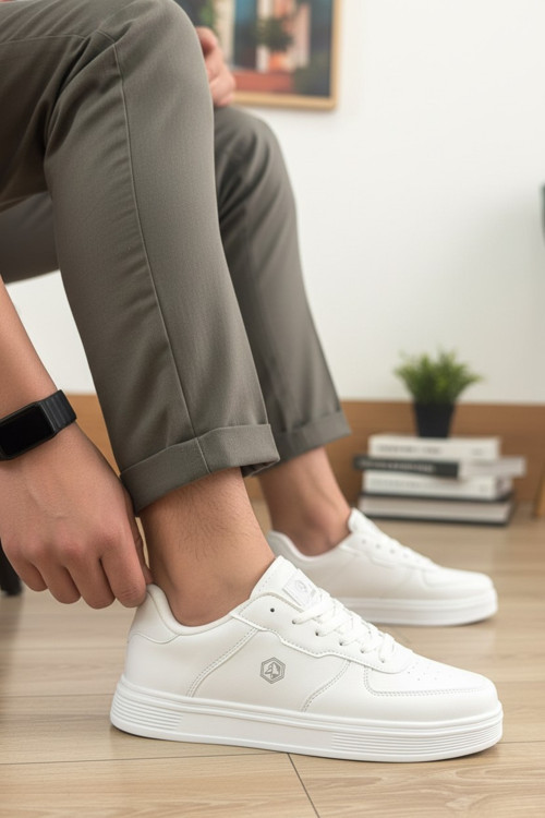 Unısex Lumber-Style Pürüzsüz Dokulu ve Düz Kalın Tabanlı Rahat Günlük Sneaker Spor Ayakkabı