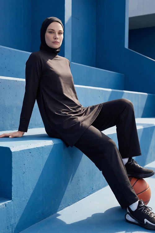 Active H-Per Fit Siyah Tesettür Antrenman Üstü ACT-29
