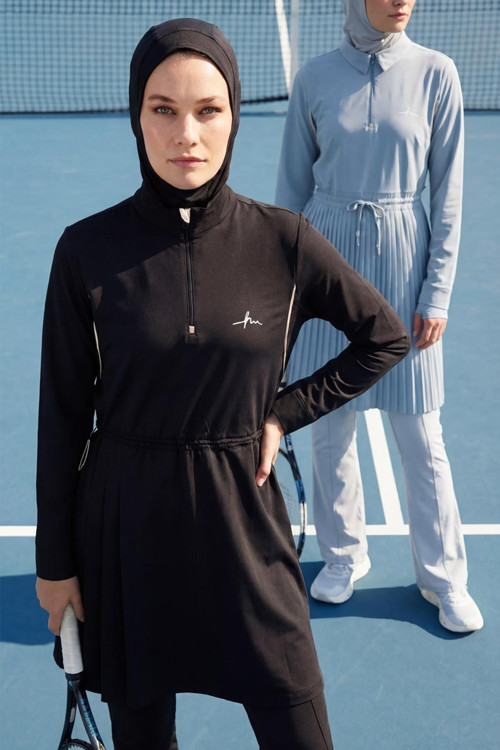 Active H-Per Fit Siyah Tesettür Tenis Üstü ACT-43