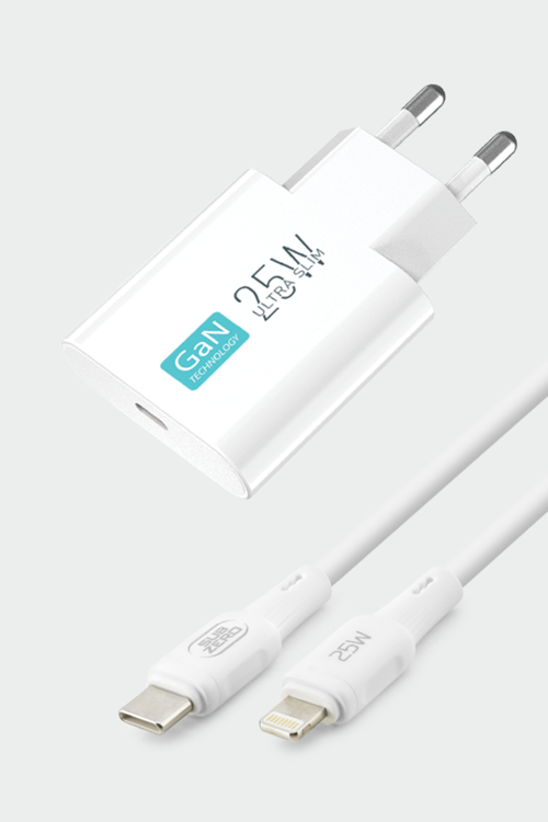 Apple İphone 8 Uyumlu Gan25 25W Pd Usb-C To Lightning Hızlı Şarj Aleti + Kablo