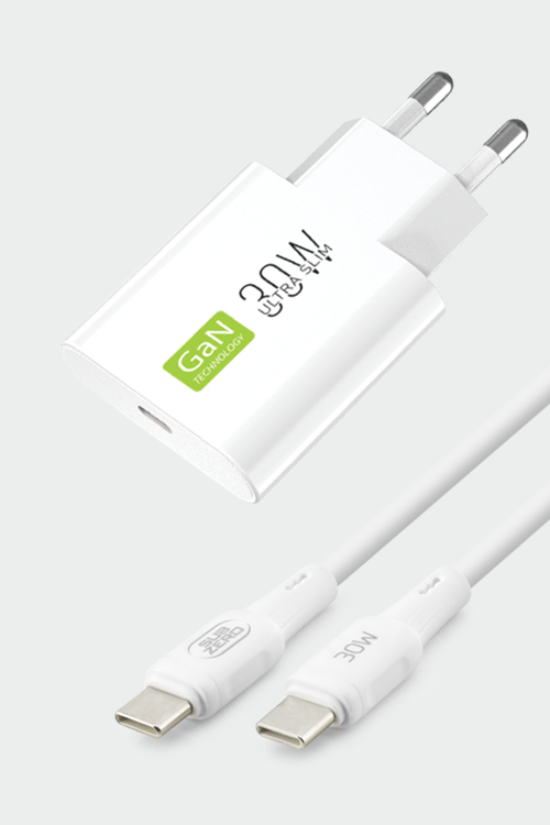 Huawei Nova 11 Pro Uyumlu Gan Teknolojili 30W Ultra Slim Şarj Aleti + Usb-C To Type-C Kablo