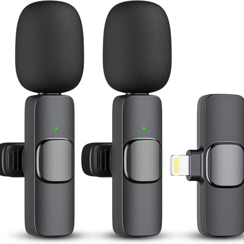iPhone Uyumlu Lightning Girişli Kablosuz Yaka Mikrofonu Çift Mikrofonlu Wireless Mikrofon Seti