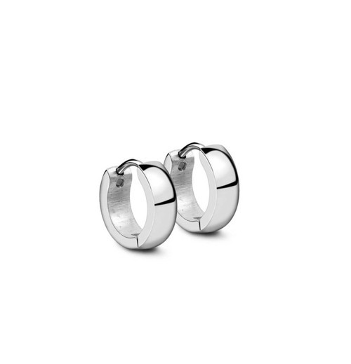 Unisex Geniş Erkek Çelik Küpe Çifti Gümüş Renk 6mm