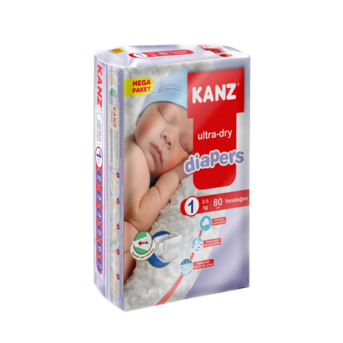 Bebek Bezi Yeni Doğan 2-5 kg / Mega Paket 80 Adet / Beden 1