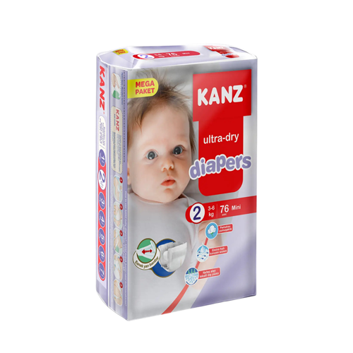 Bebek Bezi Mini 3-6 kg / Mega Paket 76 Adet / Beden 2