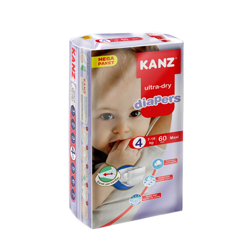 Bebek Bezi Maxi 7-18 kg / Mega Paket 60 Adet / Beden 4