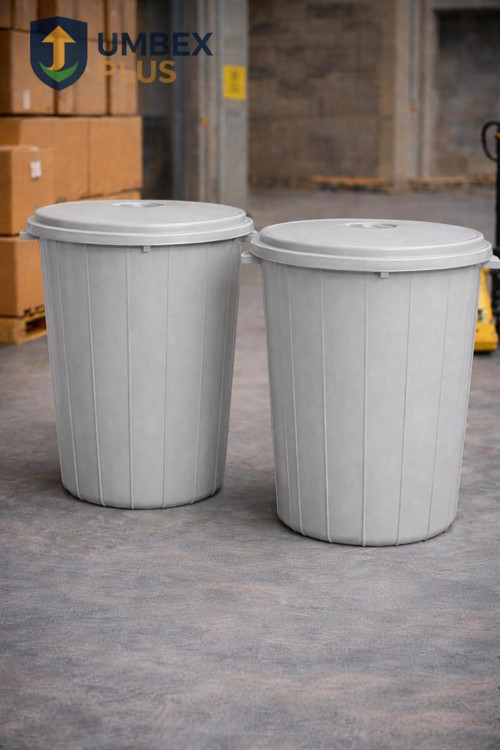 -70 Lt Plastik Kapaklı Çöp Kovası (Acık Grı)