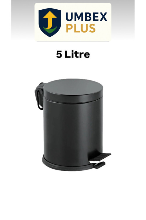 5 Litre Siyah Metal Pedallı Çöp Kovası Wc Banyo Çöp Kutusu
