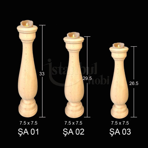 Ahşap Şamdan 3 lü Set