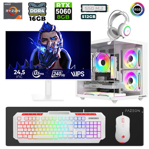 Eagle X60 Ryzen 7 5700X 16Gb Ram 512Gb M.2 Nvme Ssd 8Gb Rtx5060 Sıvı Soğutmalı 24.5" 240Hz Oyuncu Tavsiye Sistem