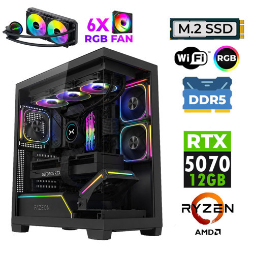 JETT X190 Ryzen 7 7700X 32GB DDR5 Ram 1TB M.2 NVMe SSD 12GB RTX5070 Sıvı Soğutmalı Oyuncu Bilgisayarı