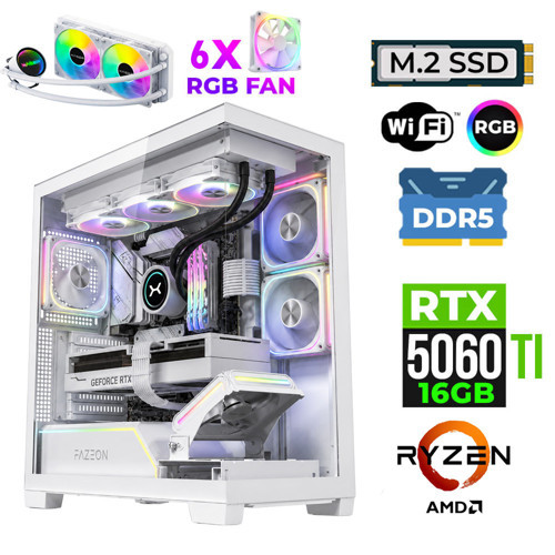Fade X140 Ryzen 7 7700 16GB DDR5 Ram 1TB M.2 NVMe SSD 16GB RTX5060Ti Sıvı Soğutmalı Oyuncu Bilgisayarı